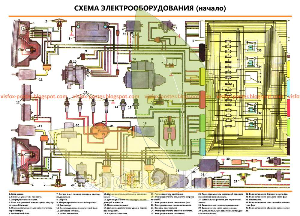 Схема электрооборудования ваз-2105 (ваз-21053) | электрические автосхемы