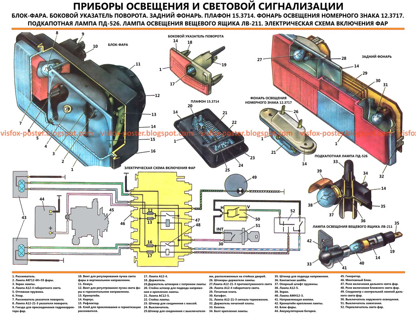 Приборы освещения ваз 2103 / ваз 2106