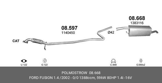 Ford Fusion : Замена основного и дополнительного глушителей Фото и схемы необходимые для ремонта Полный мануал по ремонту и обслуживанию авто