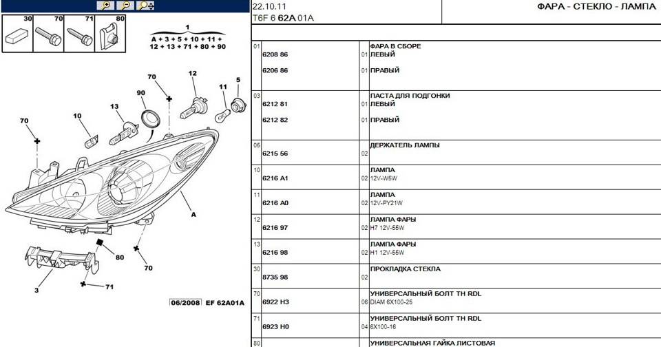 Как поменять лампочку ближнего света на пежо 407